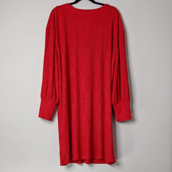 ELOQUII • Red Ribbed Drop Shoulder Easy Dress 1X - Picture 8 of 10